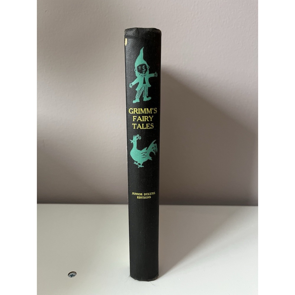 Vintage Hardcover Book Home Decor Prop Set Staging Green Grimm's Fairy Tales USA - Picture 2 of 9